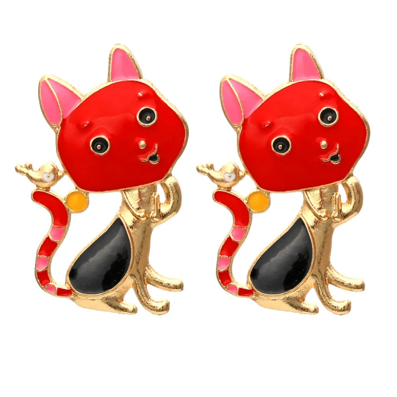 

Lovely Cartoon Red Cat Earrings for Woman Girls Romantic Gifts Jewelry