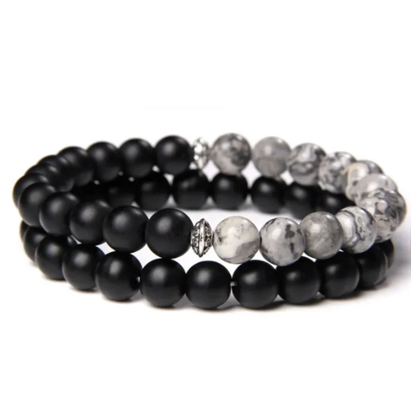 Деревянный браслет из бусин для мужчин тигровый глаз камень карта эластичный