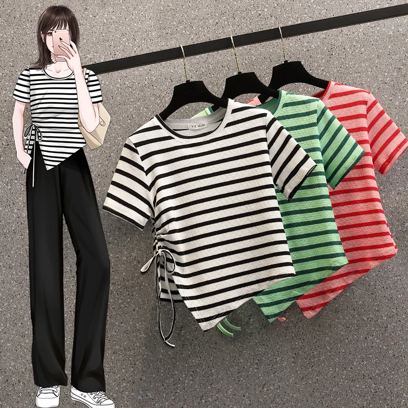

COIGARSAM Blouse Women Summer 2022 New Striped Blusas Womens Tops And Blouses Dropshipping