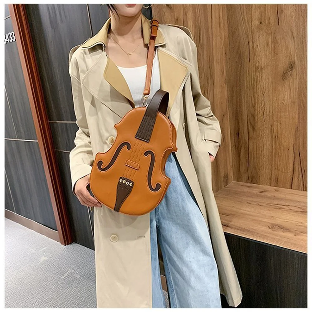 

New European and American fashion creative funny personality simulation violin organ guitar Pu messenger bag female Backpack
