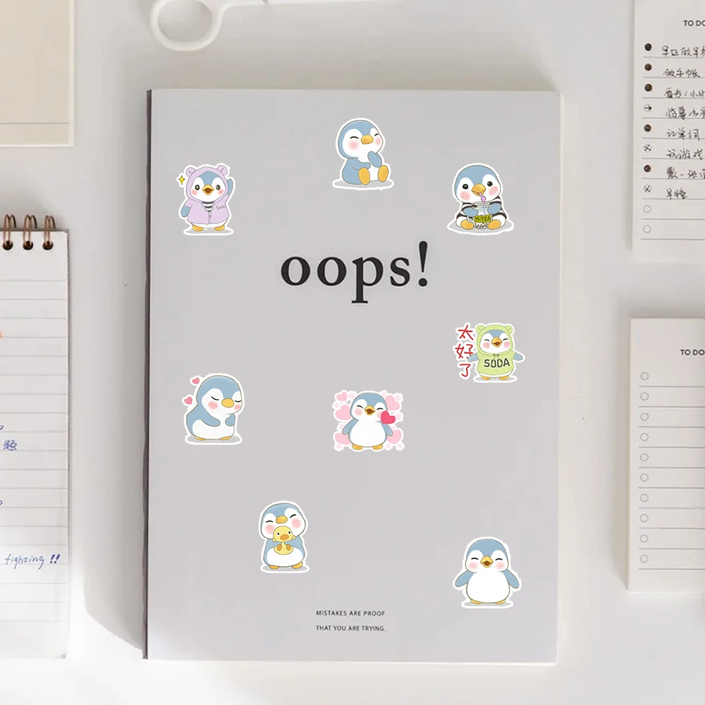 Матовые Самовышающиеся Наклейки С Синим Пингвином Для Настольных Чехлов