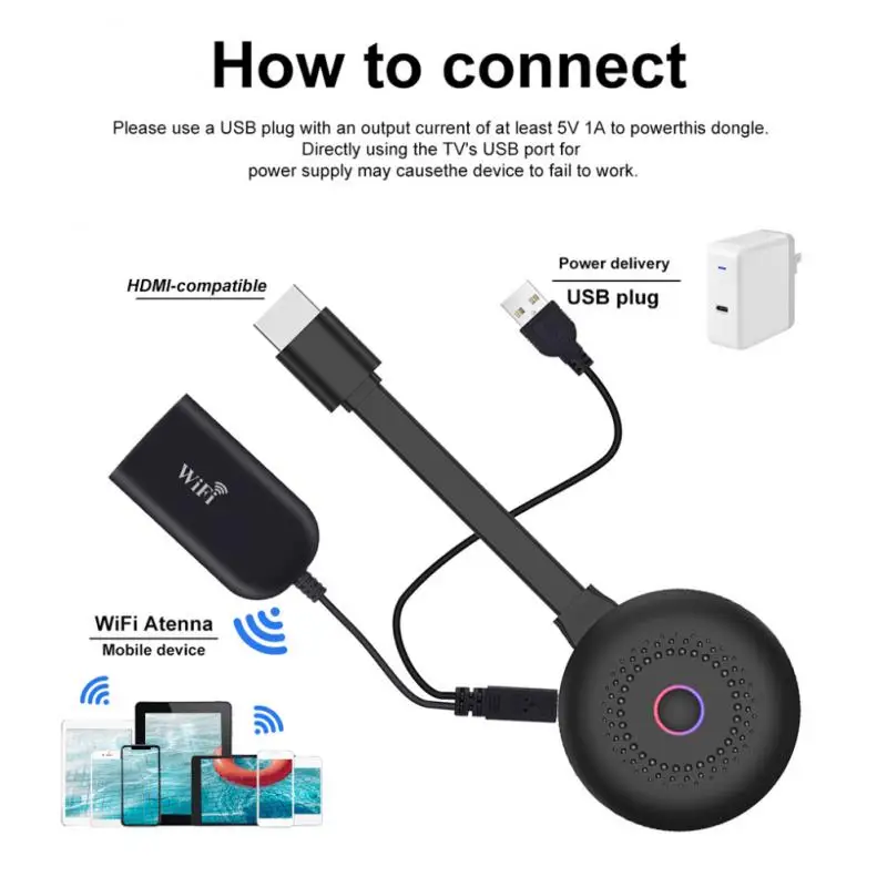 Miracast Android Dongle Mirascreen Wifi HDMI-совместимый Airplay TV Stick беспроводной дисплей приемник 1080P