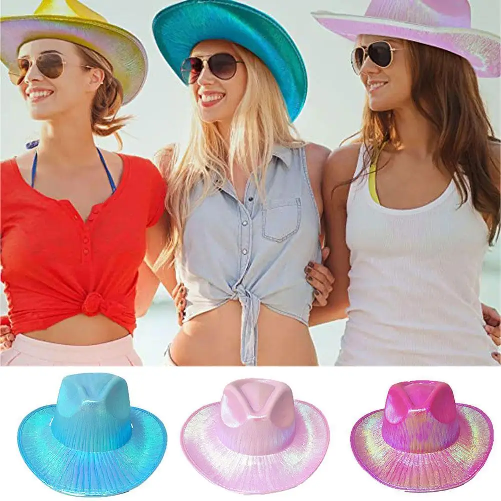 

1pc Sparkly Glitter Cowboy Hat Halloween Carnival Christmas Cap Cowboy Pearlescent Colorful Hat Western Colorful Knight L9z5