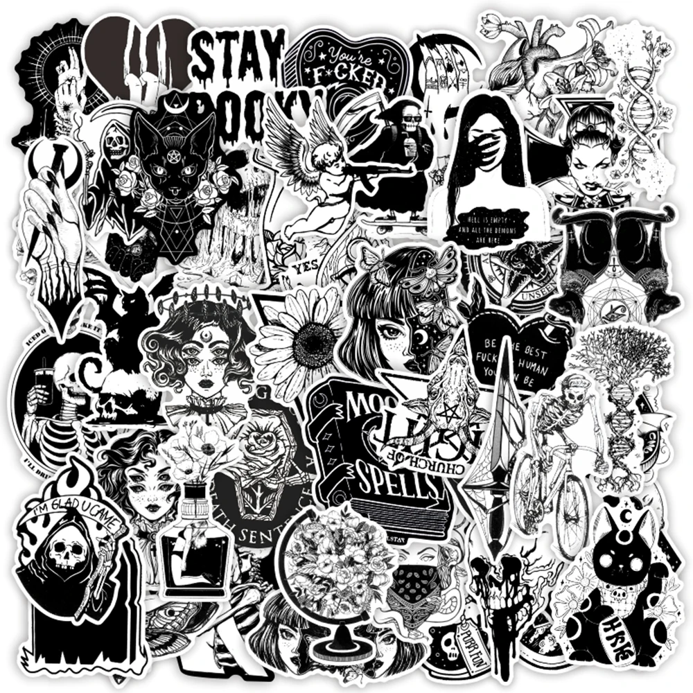 

10/30/50pcs Cool Horror Gothic Witch Graffiti Stickers Skateboard Motorcycle Laptop Car Bike Phone Wall Waterproof Sticker Decal