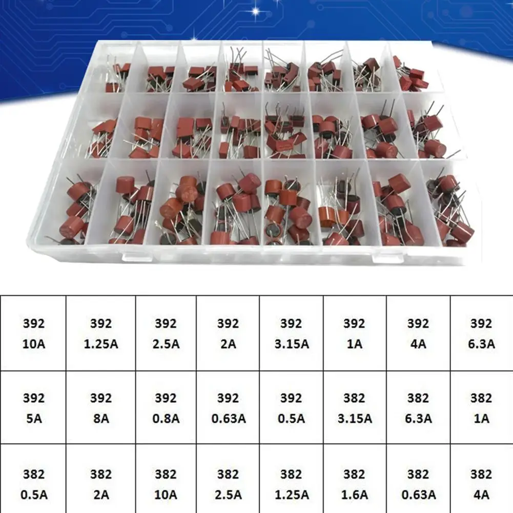 

240 Pcs 392 Square 382 Round Mounted Micro Fuse Slow Blow 250v 0.5a-10a 24 Specifications Spare Parts dropshipping wholesale
