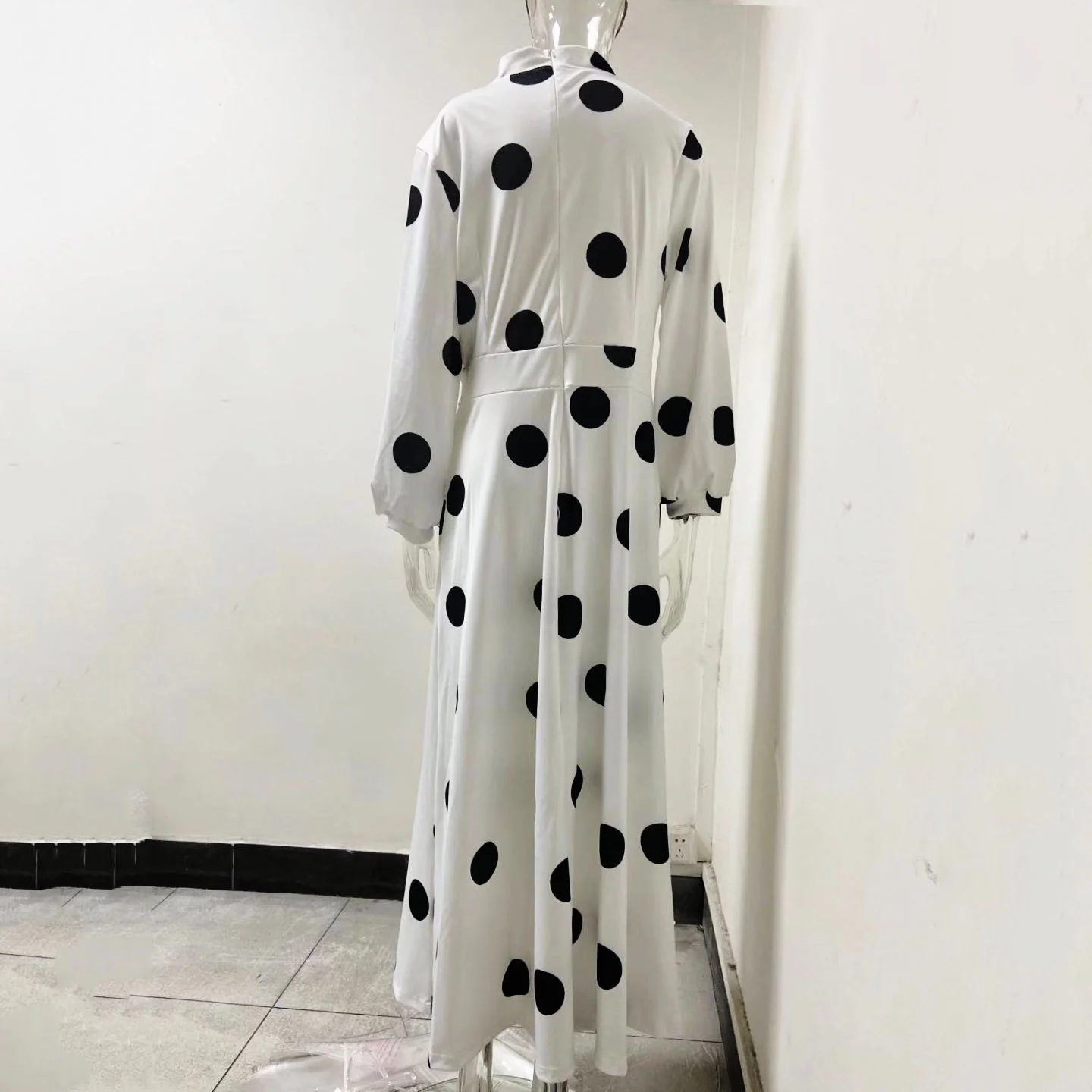 Plus Size Women's Dress Spring 2023 New Fashion Large Lady Women's Print Dot Dresses Long Sleeves Looose Elegant Maxi Dress