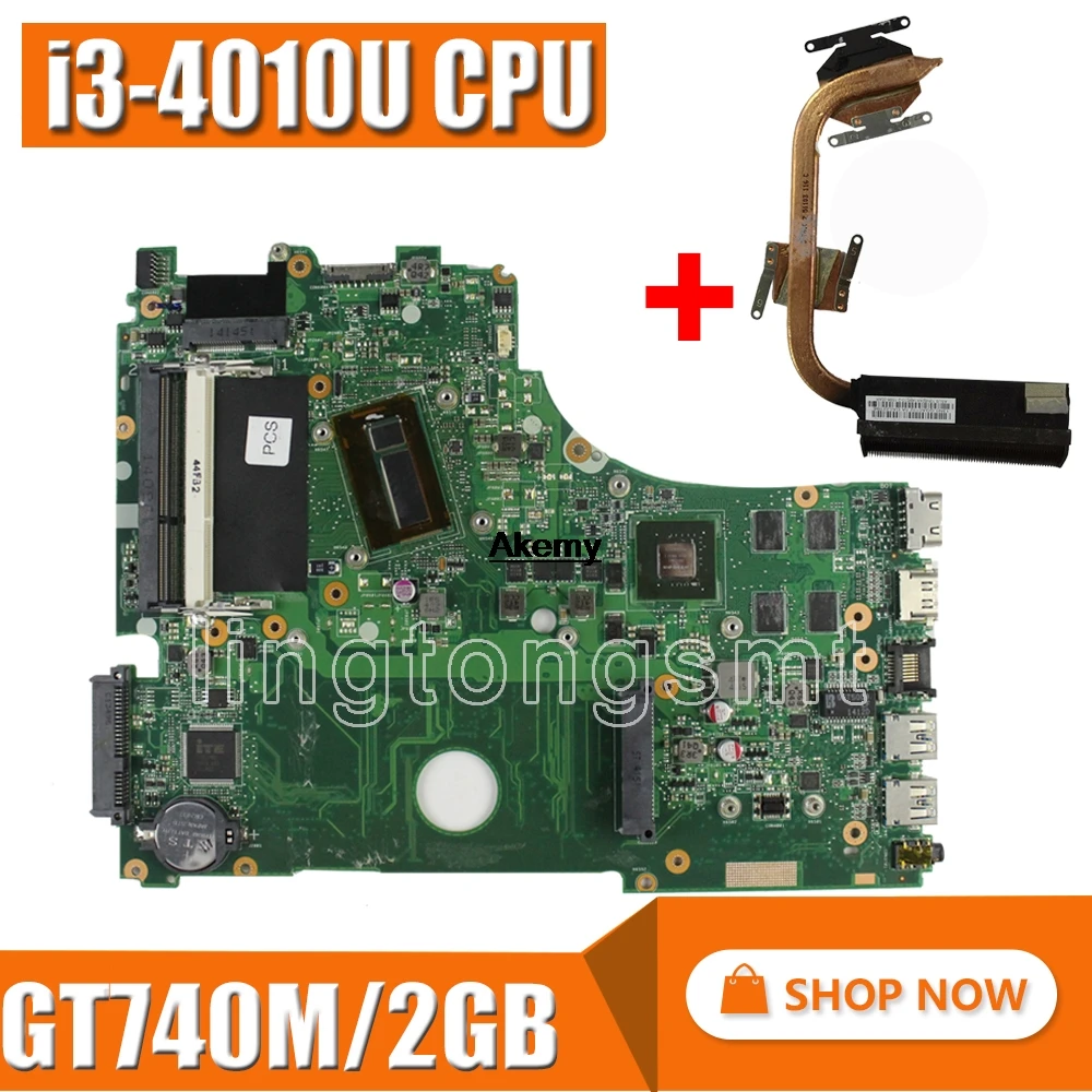

Для Asus X750JN X750JB X750J A750J K750J Материнская плата ноутбука i3-4010U CPU GT740M/2 ГБ Бесплатный радиатор