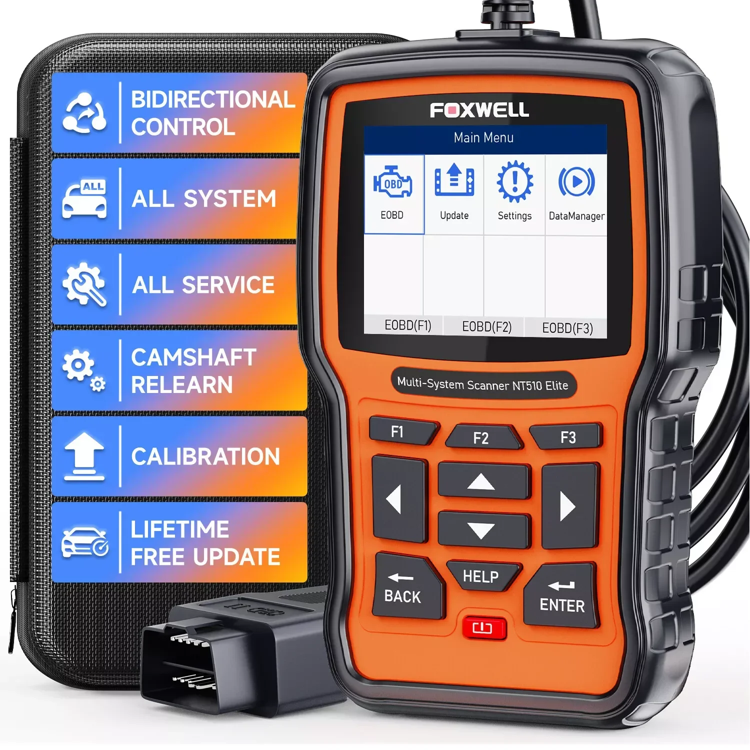 Фото Диагностический сканер FOXWELL NT510 Elite для Subaru OBD2: комплексная диагностика всех систем, считывание кодов, активные тесты, кодирование ЭБУ, инструмент для диагностики автомобилей OBD2 №2
