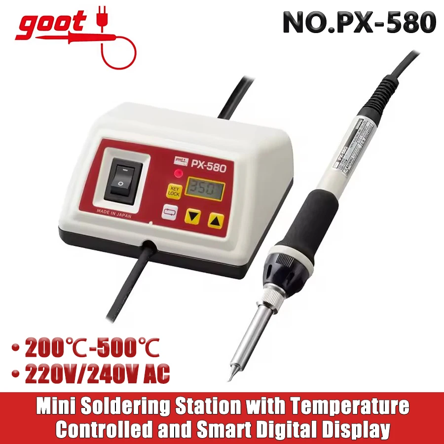 Фото GOOT PX-580 200 ℃ -500 ℃   Мини-паяльная станция с контролем температуры и интеллектуальным цифровым дисплеем, оригинальные сварочные инструменты №1