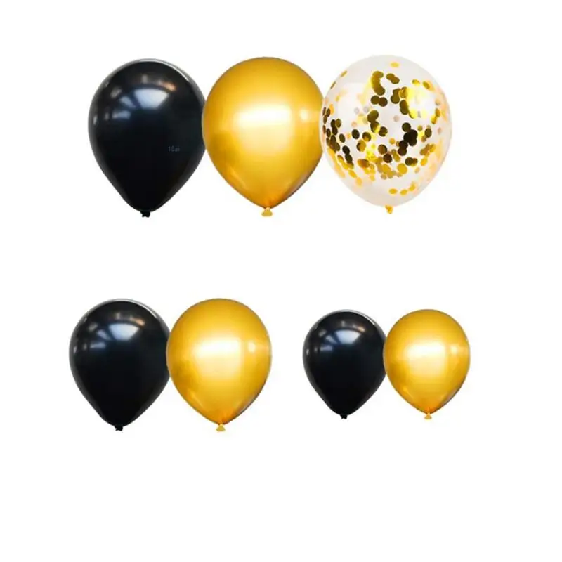 

110PCS Party Balloons Set Balloons Birthday Party Decoration Black Gold Latex Air Balloons Home Decor With Ribbons Chain