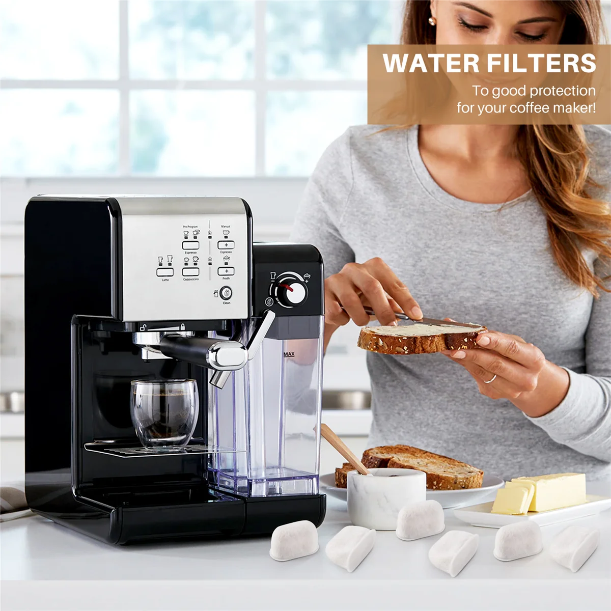 Комплект из 6 фильтров для воды совместимых с Breville BWF100 подходит кофемашины