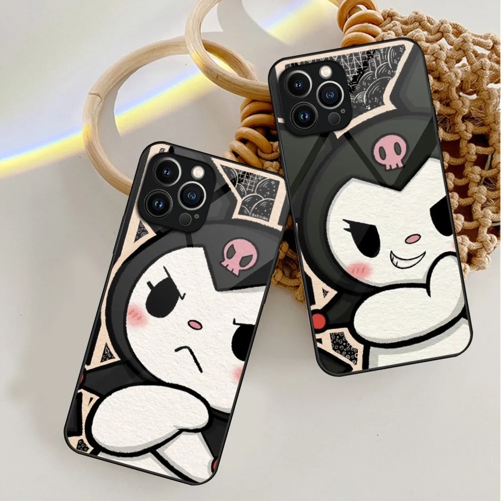 Мультяшный чехол для телефона K-KuromiS закаленное стекло iPhone 13 14 12 15 11 Pro XS Max Plus Mini X XR 8