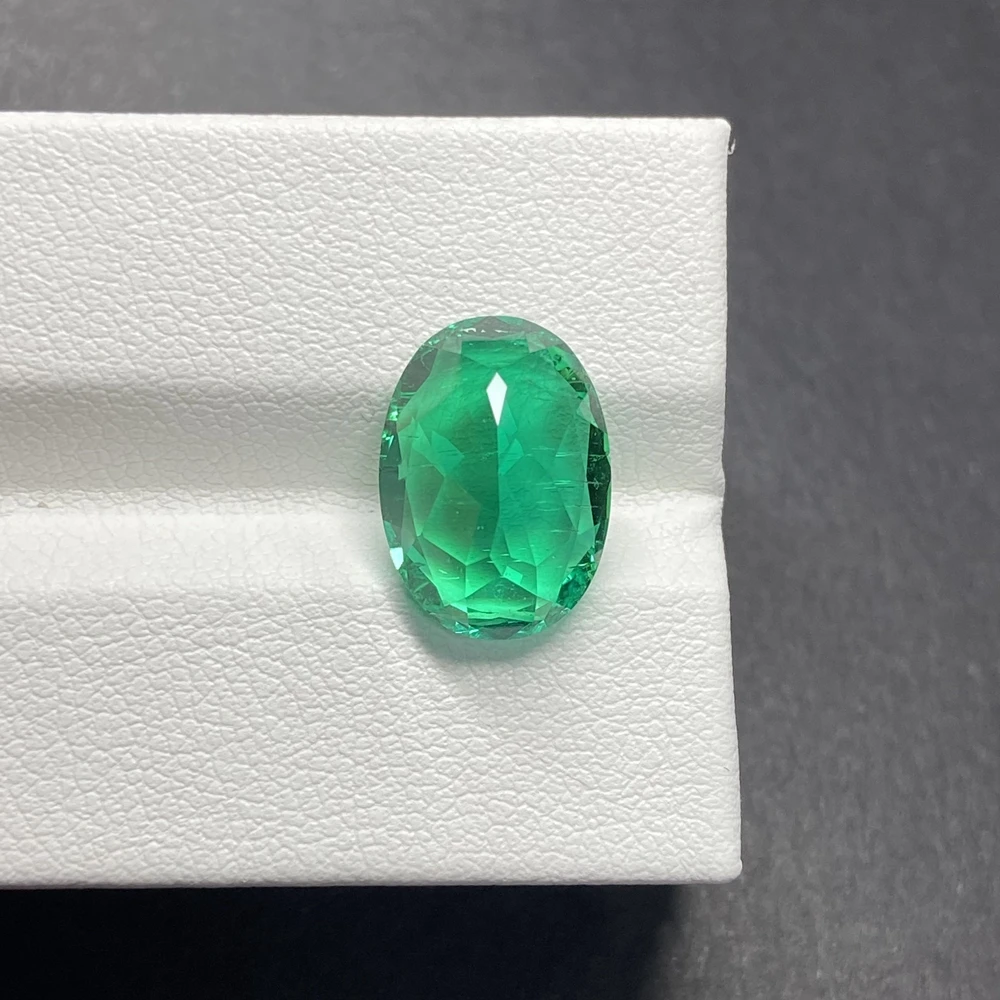 

5.8 Carat Oval Cut 10x14mm Lab Created Green Columbian Emerald Grown Big Size Stone For Luxy Jewelry Making