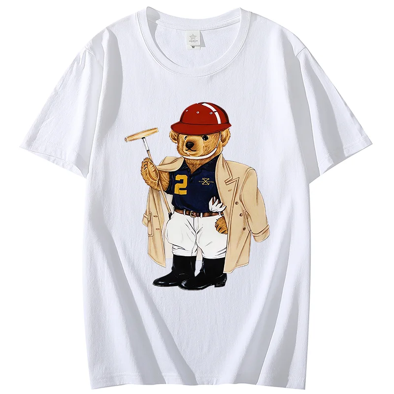 

2023Summer For Men's Sport Luxury Brand Bear Printed Cotton T-shirt Short Sleeve Fashion Harajuku High Quality Top Y2k Oversizd