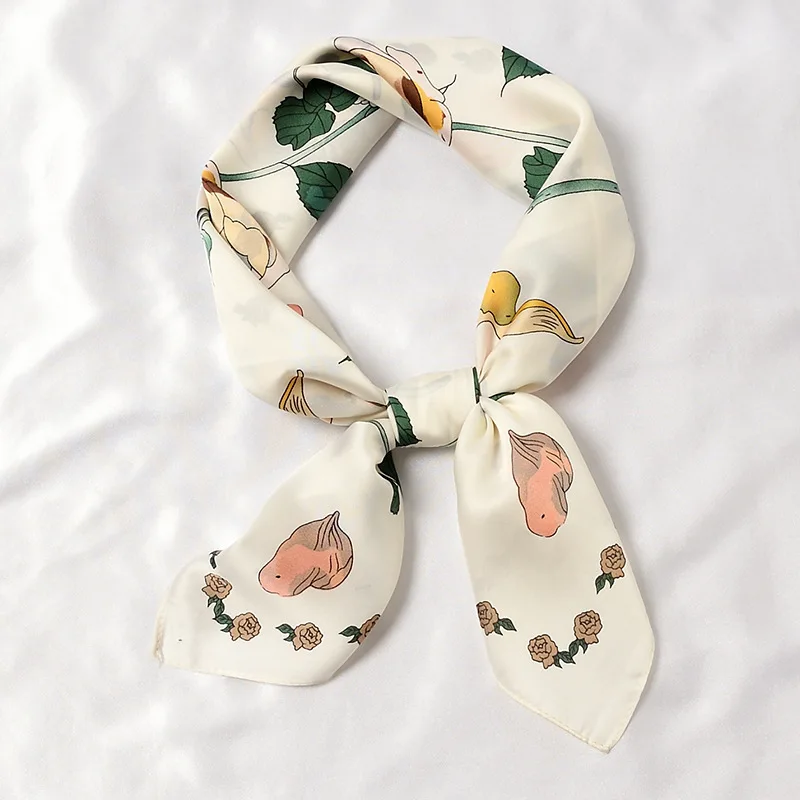 

New Fashion Silk Shawl Hijab Wraps Luxury Satin Square Scarf for Women Neckerchief Female Hair Bands Flower Headband Bandana