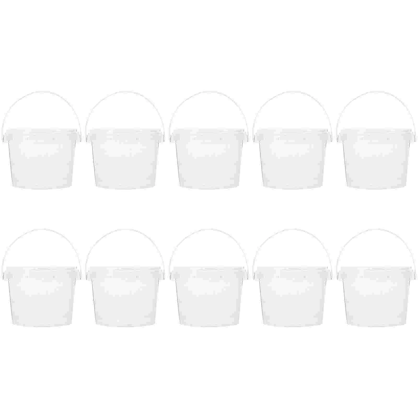 

10 Pcs Transparent Small Barrel Clear Plastic Dessert Cups Kitchen Tool Storage Buckets Food Sealed Empty Pp Grain Holder