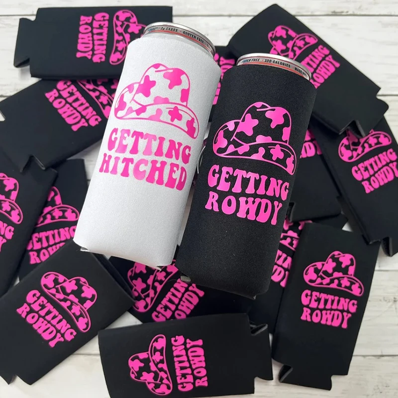 

Getting Rowdy Getting Hitched Can Cooler Nashville Country Retro Bachelorette hen Party Nash Bash bridal shower bride to be gift