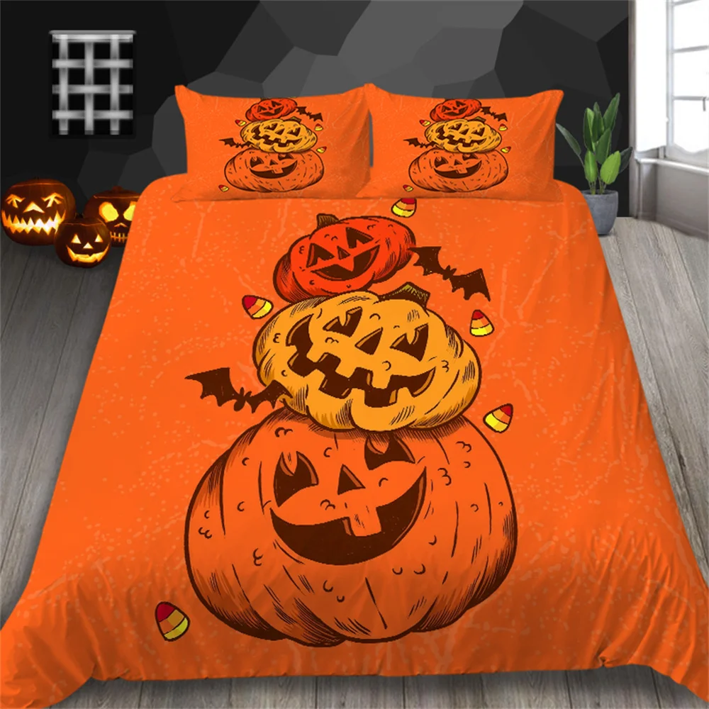 

Постельное белье с принтом тыквы, пододеяльник из микрофибры, Детский Комплект постельного белья 3D для подростков с наволочкой, новое домашнее постельное белье