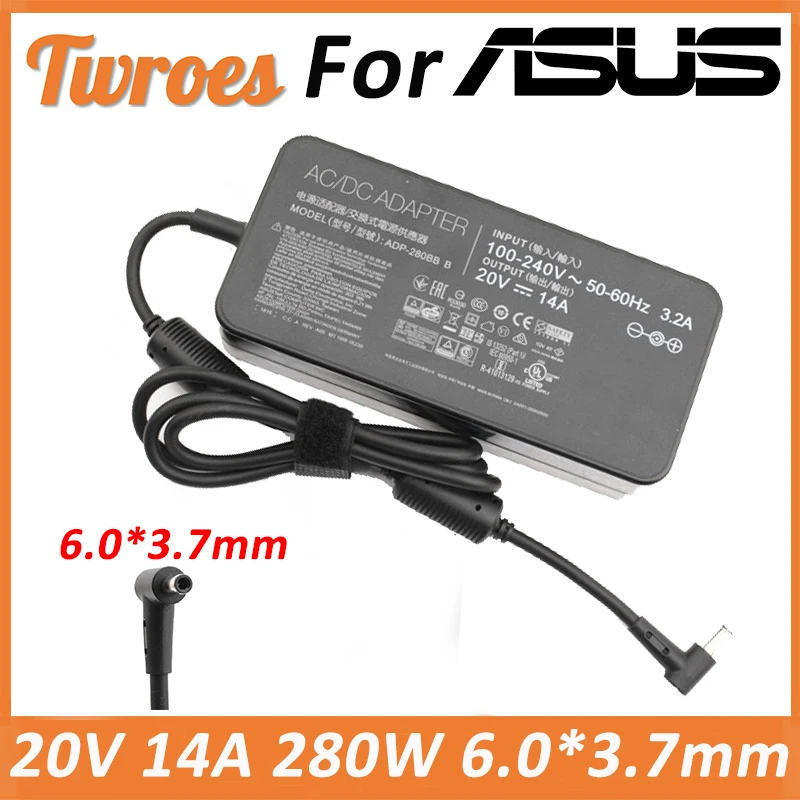 

Laptop adapter 20V 14A 280W 6.0*3.7MM Charger ADP-280BB B For ASUS PG35V ROG GX551QS GX551QR GX703HS GX703HR GX703HM G732LWS