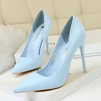 bigtree shoes soft leather fashion women pumps candy colors pointed toe office shoes woman high heels party shoes big size 34 43