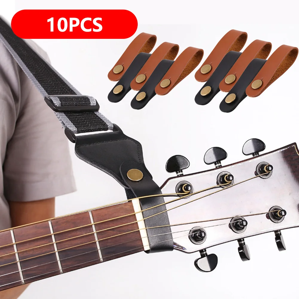 

10pcs Vintage Guitar Neck Strap Holder Button Safe Lock Leather Belt for Ukulele Bass Acoustic Electric Guitar Accessories