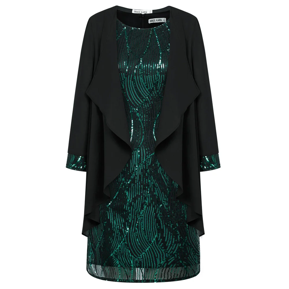 Женское вечернее платье с блестками GK винтажное без рукавов круглым вырезом и