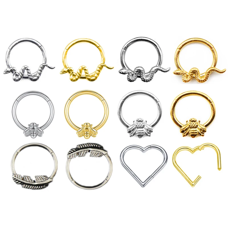 Серьга-гвоздик для пирсинга в виде змеи пчелы и пера 16 г | Украшения аксессуары