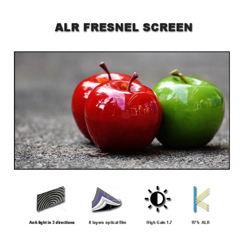 

Yovanxer 2022 New 100" ALR Soft/Flexible Fresnel Long Throw Projection Screen with Frame Anti Light for Normal Focus Projector