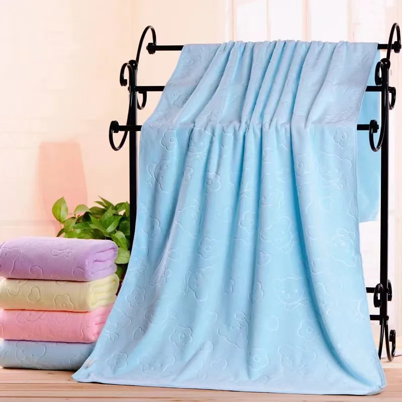 

Solid Color Bath Towel Thickened Body Shower Washcloth Portable Camping Beach Towels Absorbent Fade Resistant Large 70 *140 Cm