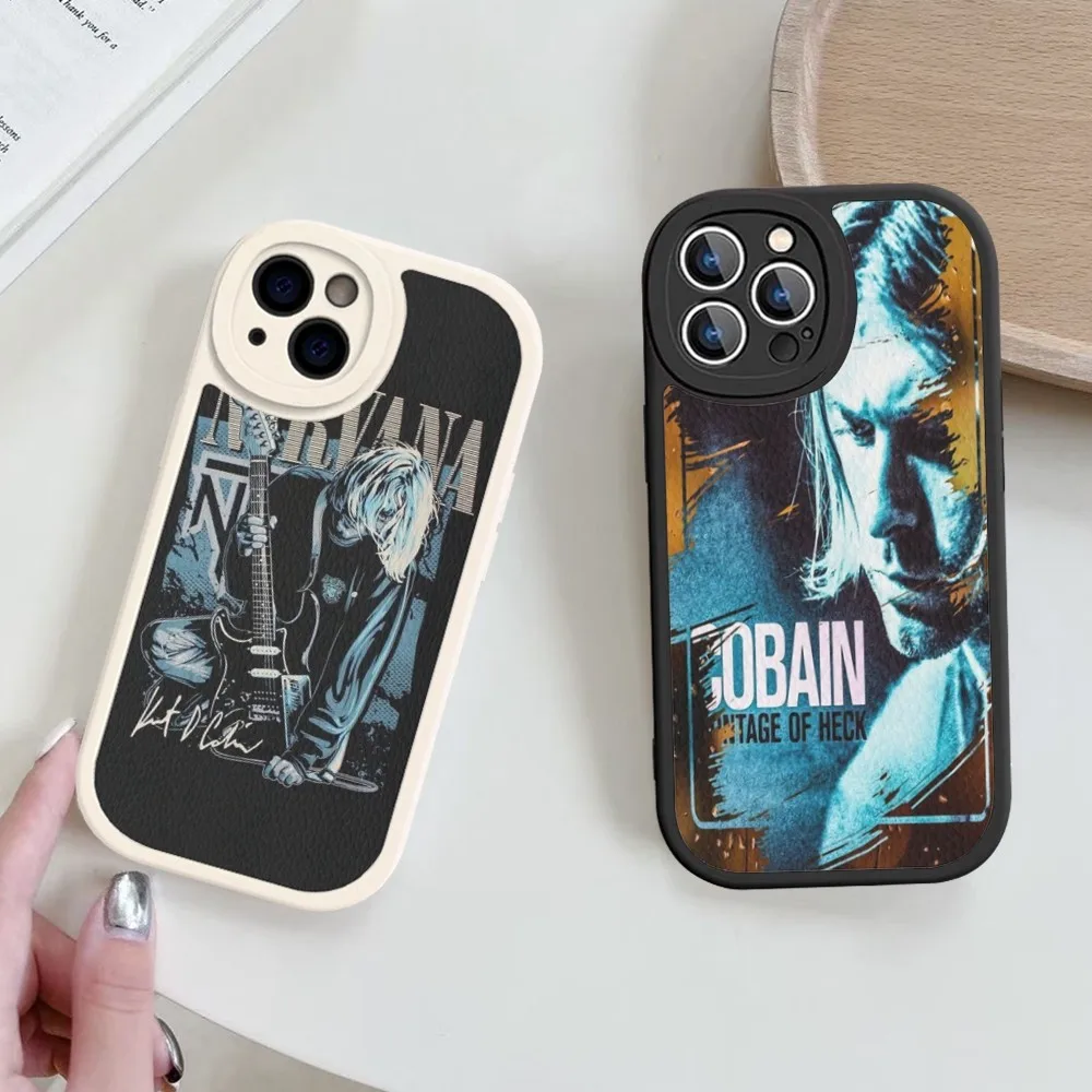 

N-NirvanaS Phone Case Hard Leather For iPhone 14 13 12 Mini 11 14 Pro Max Xs X Xr 7 8 Plus Fundas
