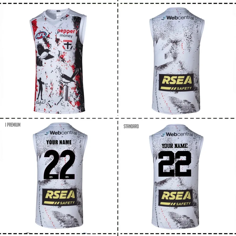 

Коллекция 2022 года, Джерси для регби в стиле фильма ST KILDA Сэйнтс из фильма AFL, регби в домашних условиях/на улице, размеры S--2XL