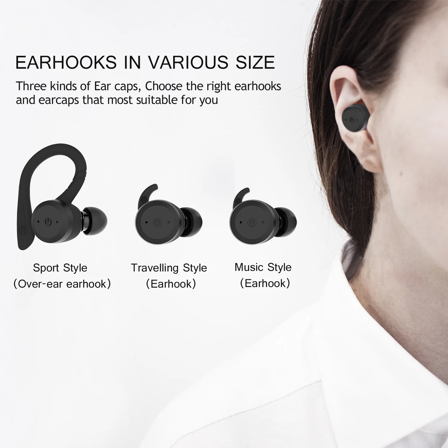 Wireless Bluetooth Headset BE1032 Bluetooth 5.0 Wireless TWS Airoha Jieli Earbuds Kinlan with Replaceable Ear Hooks Wholesale enlarge
