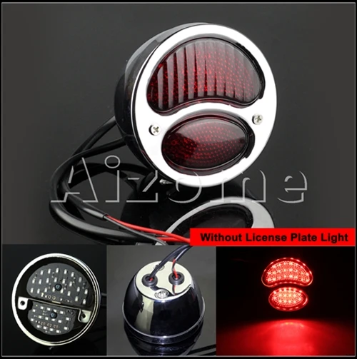 

Светодиодный задний фонарь для мотоцикла Harley Chopper Bobber Cafe Racer Duolamp, хромированный Красный винтажный стоп-сигнал, стоп-сигнал