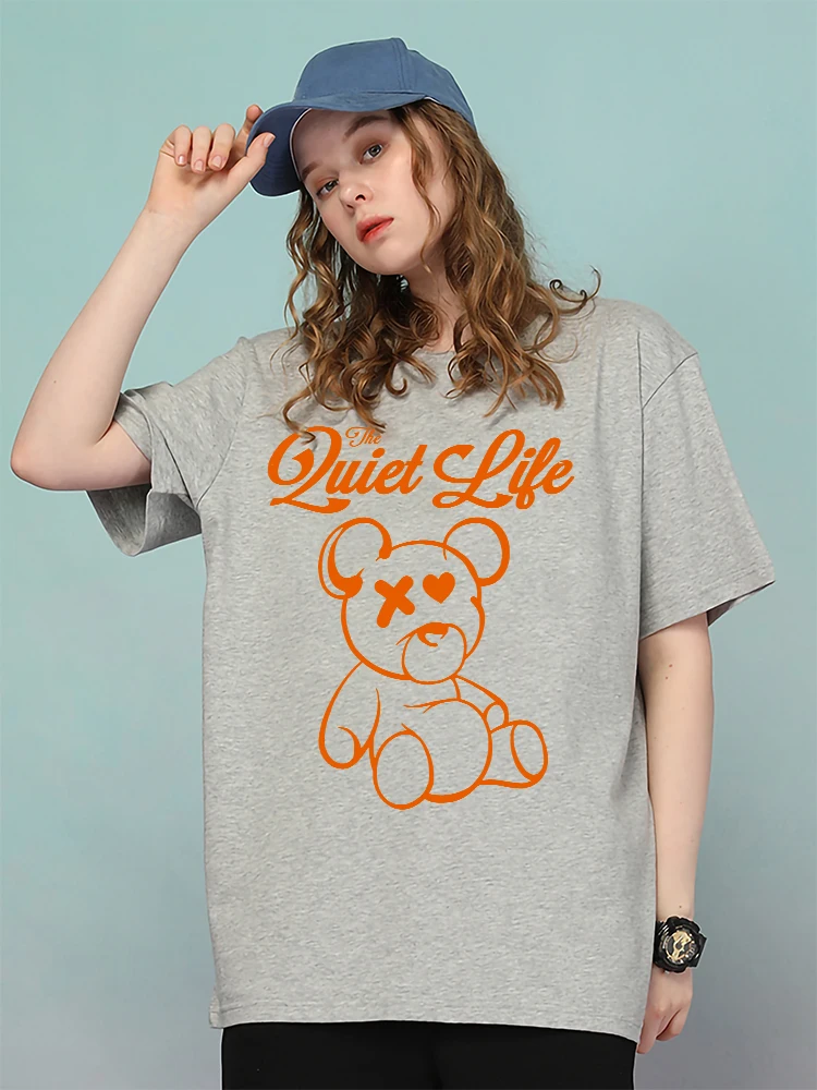 Футболка женская хлопковая оверсайз дышащая удобная рубашка с рисунком Мишки