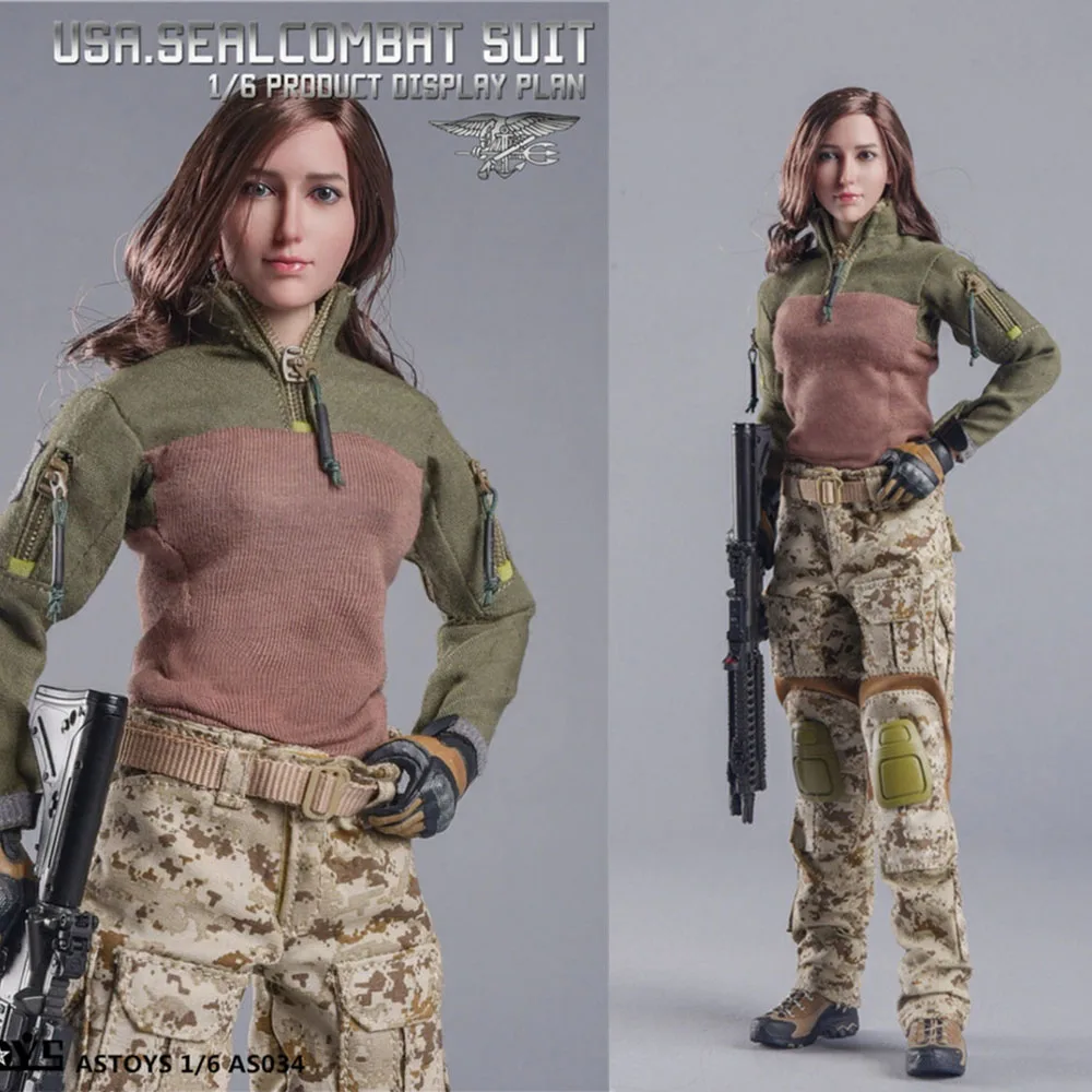 

ASTOYS AS034 1/6 Female Soldier Camouflage Combat Uniform Ss084 Navy Seal Clothes Set For 12'' Action Figure Body