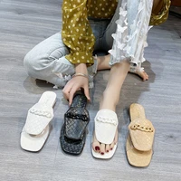 new slippers womens 2022 summer outer wear buckle transparent thick heel fashion european and american style casual shoes