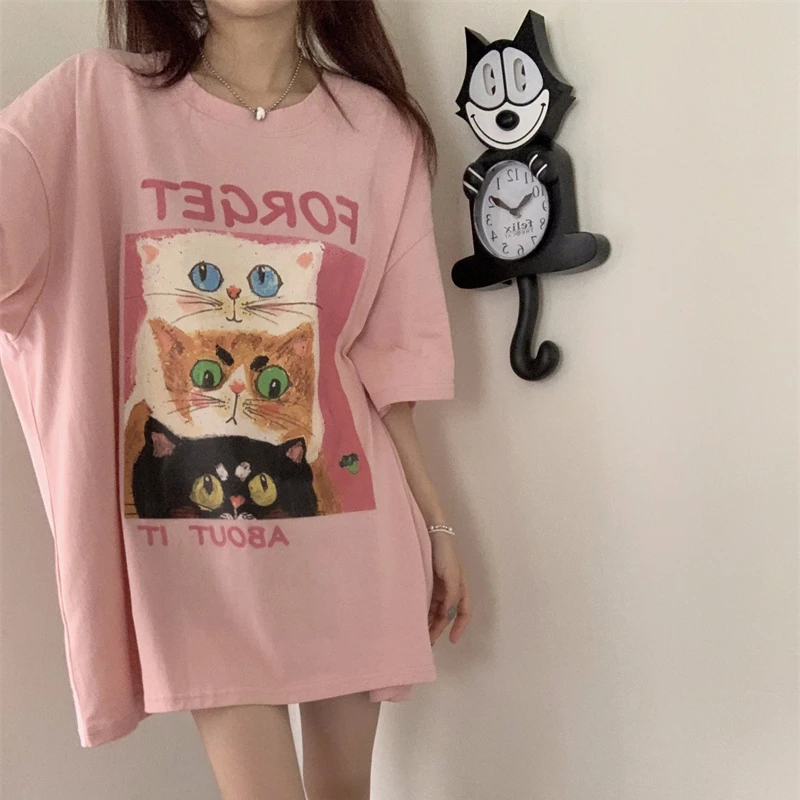 Футболка женская оверсайз с круглым вырезом и коротким рукавом