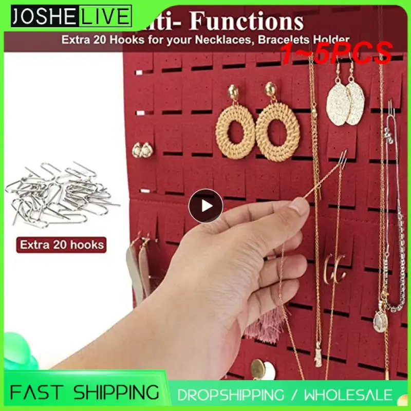 

1~5PCS Felt Earrings Storage Hanging Bag Wall Hanging Jewelry Hanging Bag Necklace Ring Storage Bag Home Organizer Jewellery