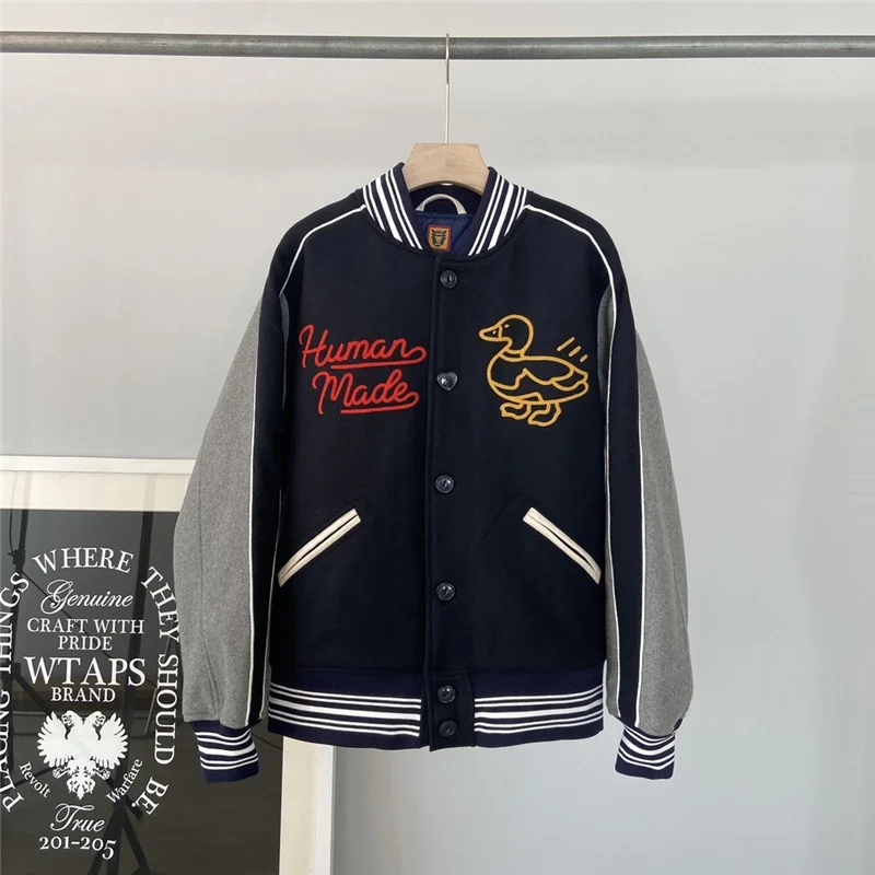 

2023 Duck Embroidered Pattern Casual Men Women Back Big White Heart Human Made Girls Don’t Cry Jacket Coat