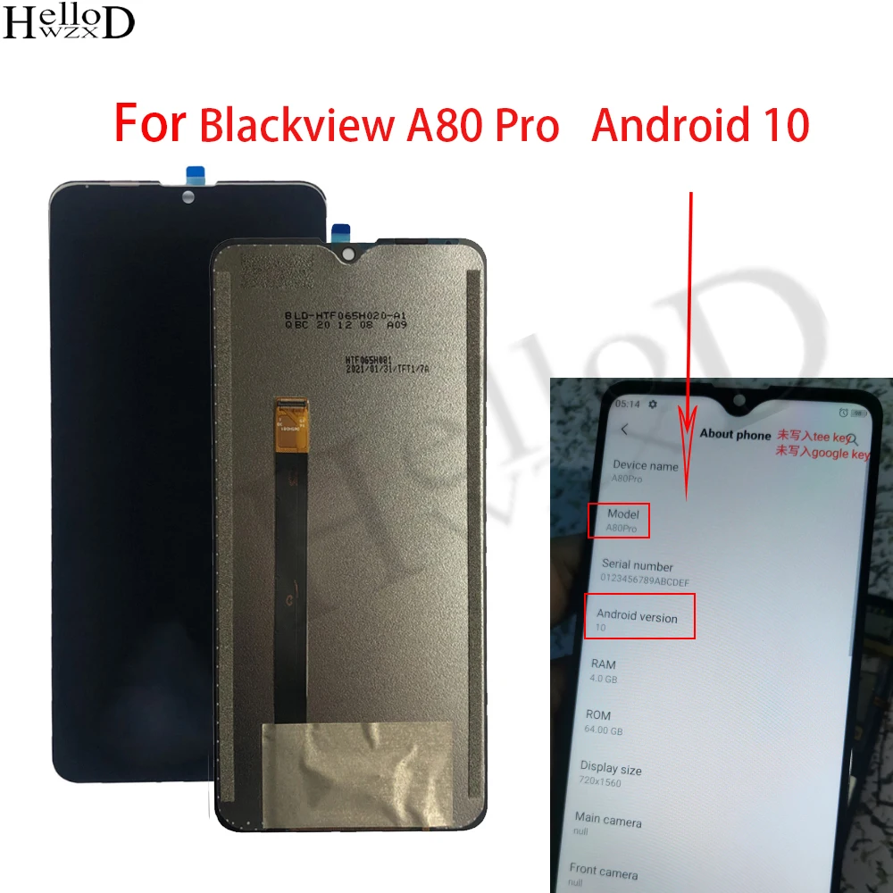 

Mobile LCD Display For Blackview A80 Pro Android 10 Version LCD Display Touch Screen DIgitizer Assembly Panel Tools
