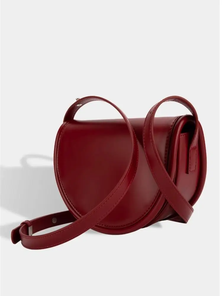 Полукруглая Сумка-седло сумка через плечо свадебная красная на одно