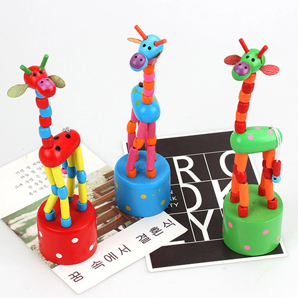 

Детские деревянные игрушки танцующий качающийся жираф украшения обучающая игрушка Детские подарки забавные гаджеты новинка подарок на де...