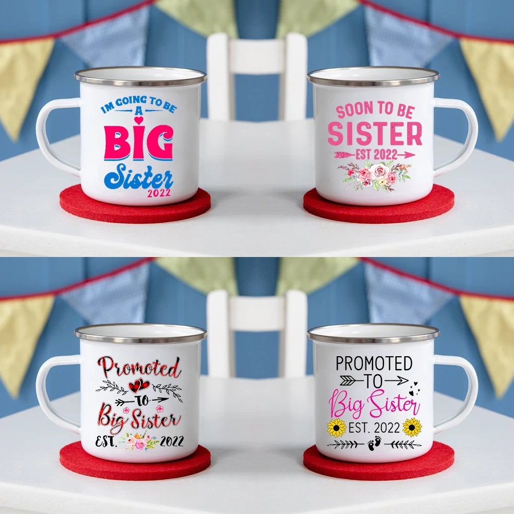 

Pregnancy Announcement Gift Sister Breakfast Cups Sibling Breakfast Tableware Mugs Promoted To Big Sister Est 2023 Coffee Mug