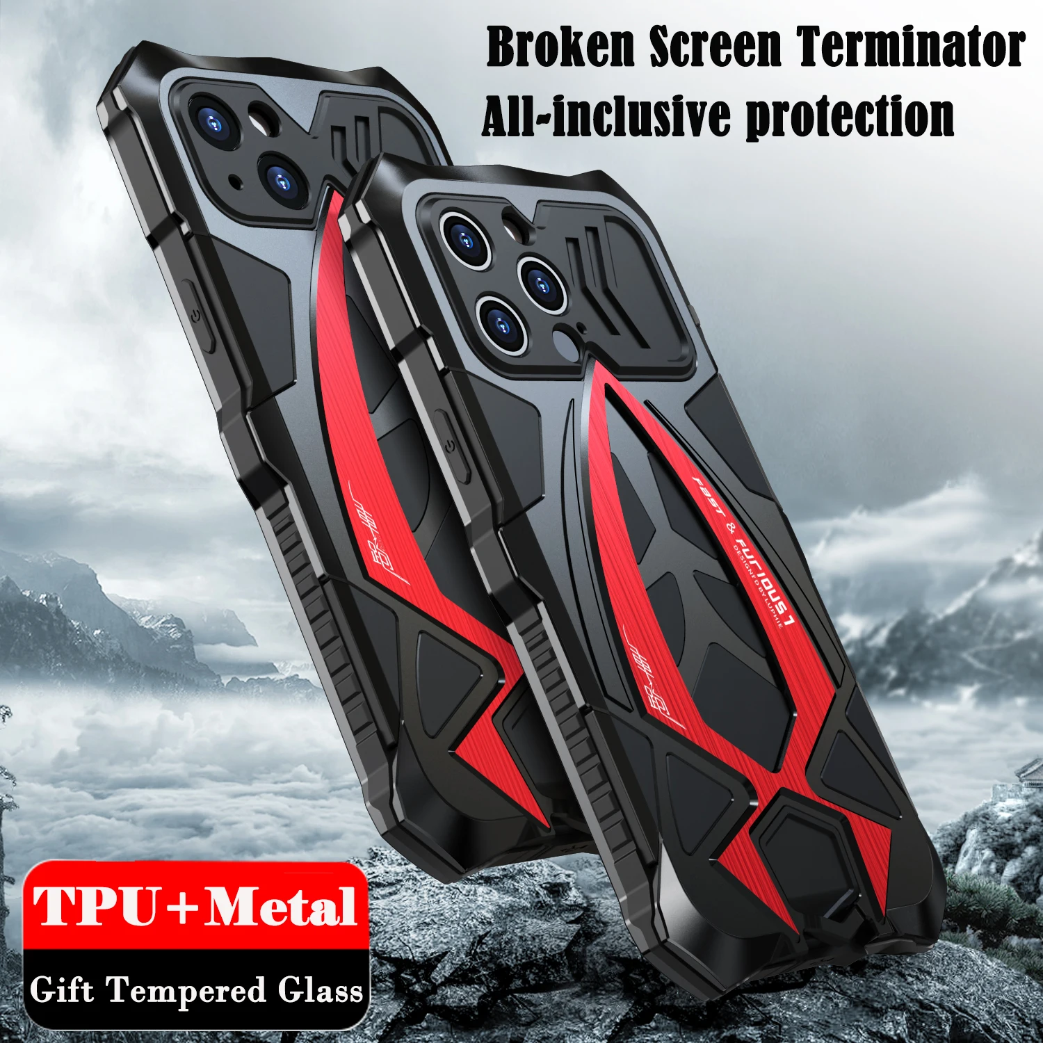 Luphie Metal Full Protect Armor Cover For iPhone 14 13 12 11 Pro Max 14 Plus iPhone 11 X XS MAX XR Case Shockproof Fundas Bumper