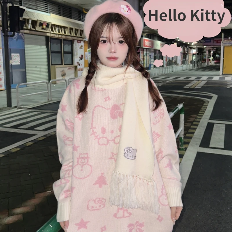 

Свитер в стиле аниме, Осень-зима, свободный свитер с круглым вырезом, милые женские свитеры в стиле ленивых, вязаный Топ, милый подарок