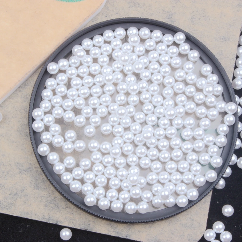 

New White Ivory 1mm-12mm High Bright ABS No Hole Round Faux Pearls Loose Charms Bead For DIY Vases Filler Jewelry Making