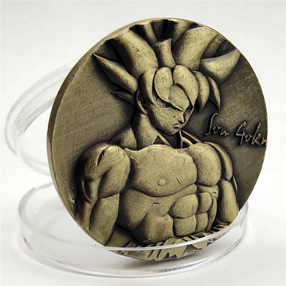 

Dragon Ball Cartoon Super Saiyan Goku Surroundings Metal Collectible Challenge Coins Commemorative Coins Holiday Gifts
