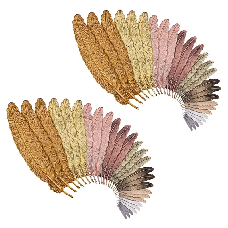 

54 Pieces of Metal Bookmarks Feather Bookmarks Feather Bookmarks for Students