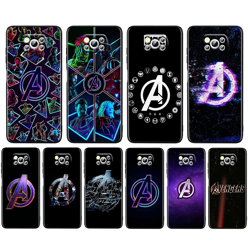 

Marvel Avengers A Logo Soft Black Phone Case For Xiaomi Mi Poco X4 X3 NFC F4 F3 GT M5 M5s M4 M3 Pro C40 C3 5G Cover