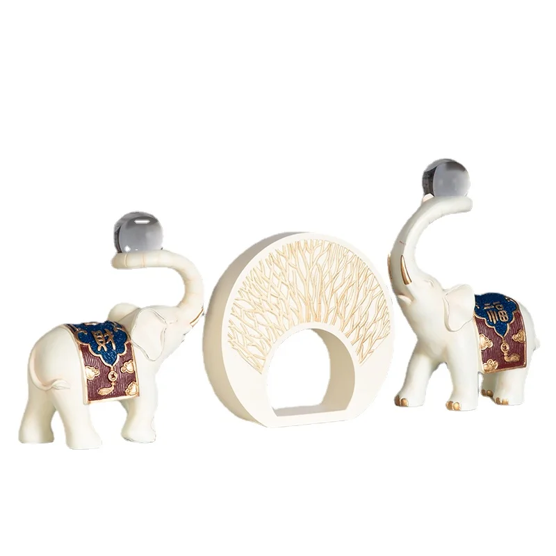 

Qf Elephant Fortune Bringing and Home-Exorcising Decoration Living Room Wine Cabinet Office Crafts Decorations